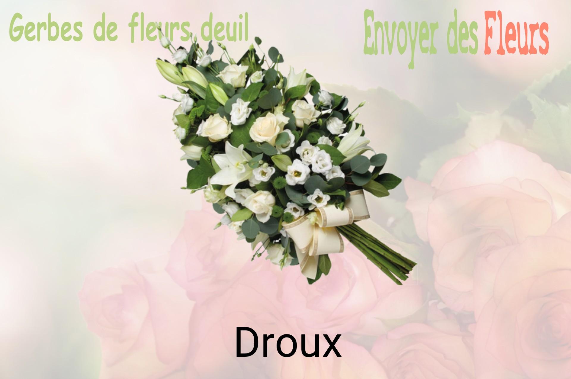 Gerbe de fleurs de deuil livrée à Droux